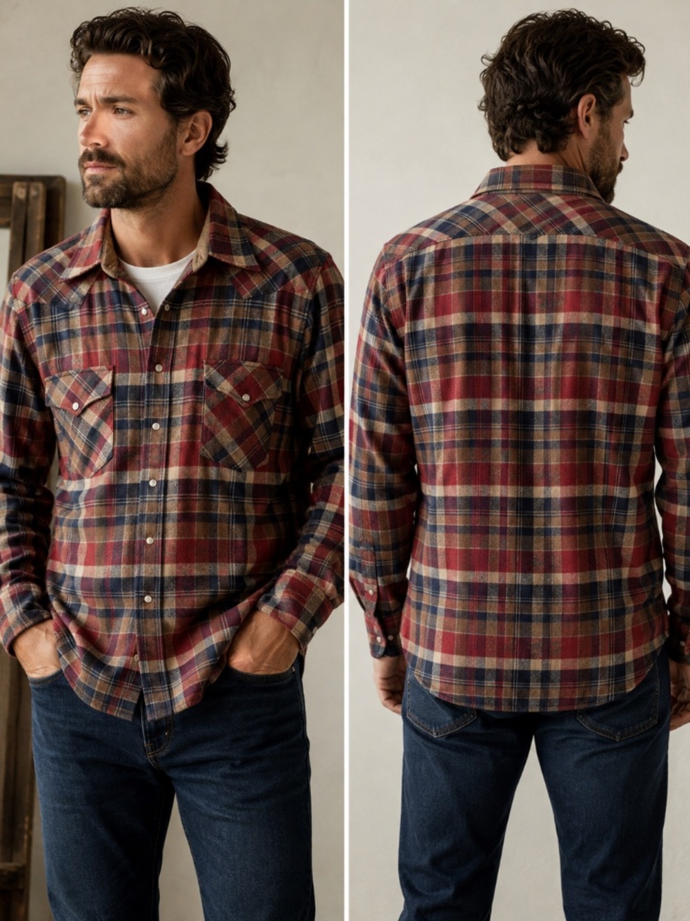 Vintage 70s Pendleton High Grade Western Wear 100% Wool Pearl Snap Plaid Shirt L